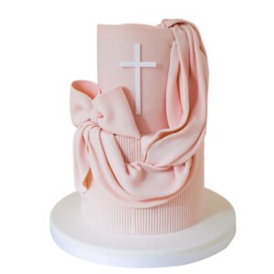 Pastel de bautizo rosa