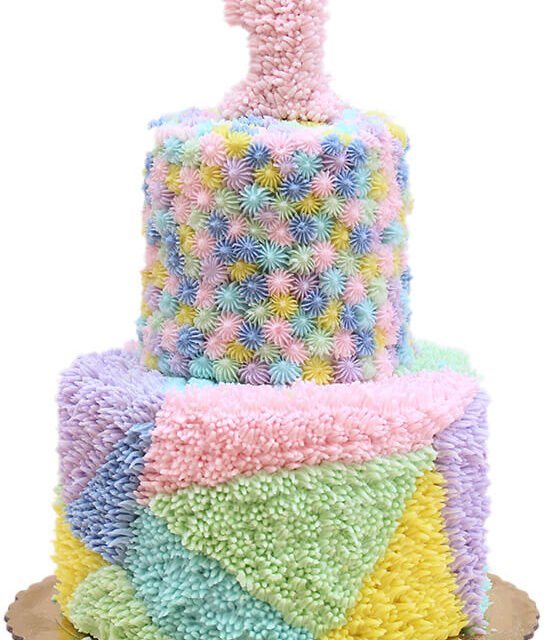 Pastel pompón de colores