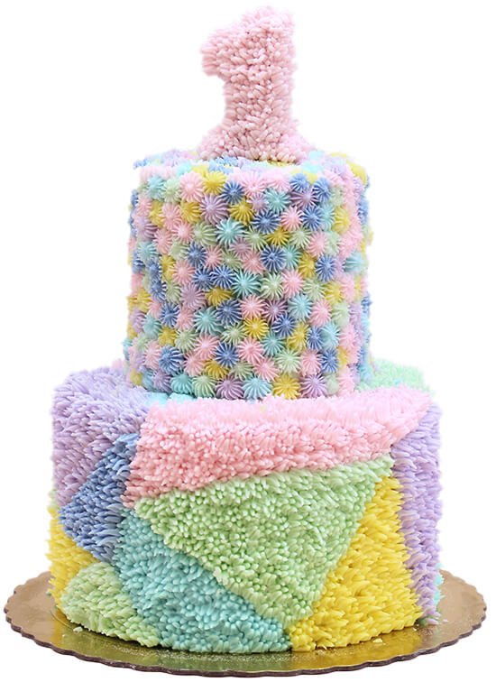 Pastel pompón de colores