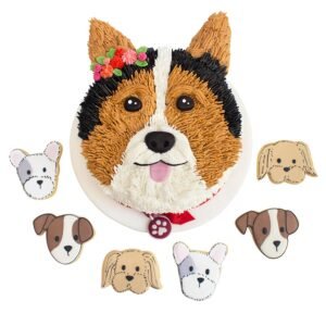Pastel perrito corgi con galletas de cachorro