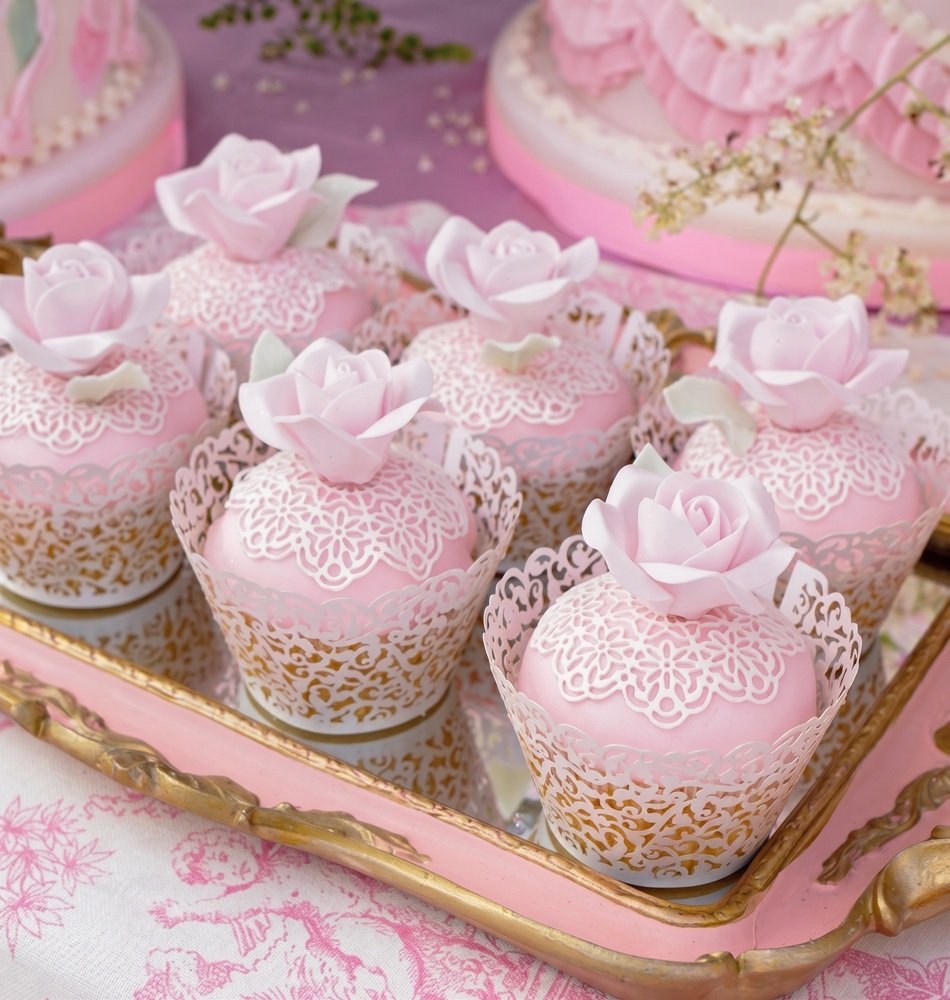 Cupcakes con flores de azúcar