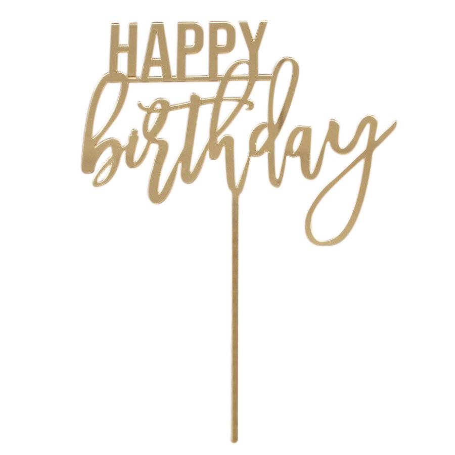 Topper Happy Birthday dorado