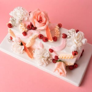 Pastel alargado con flores 1