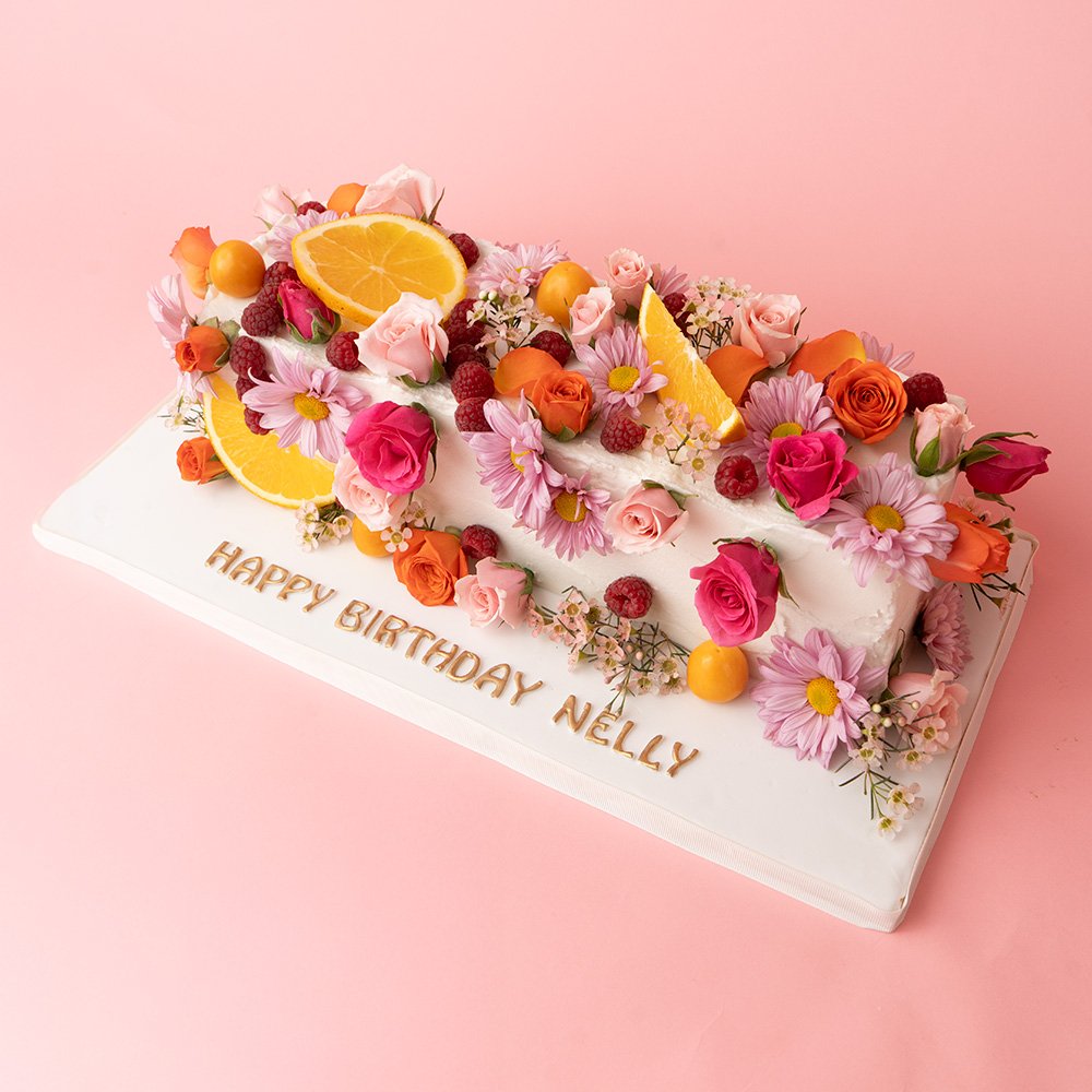 Pastel alargado con flores 2