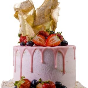 Naked cake rosado con dorado