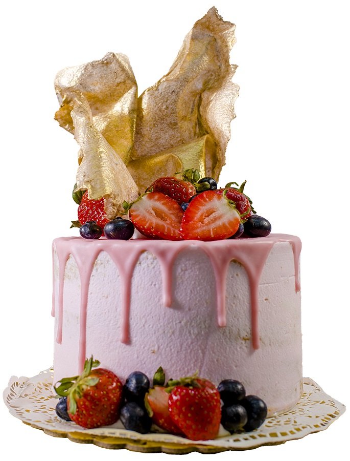 Naked cake rosado con dorado