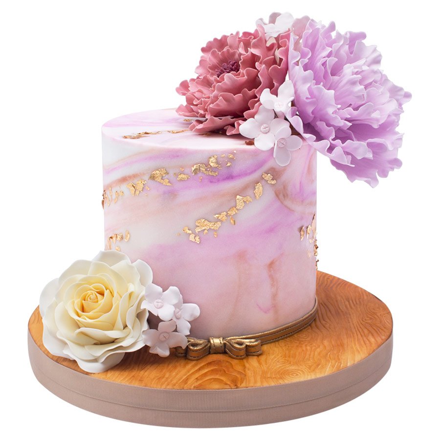 Pastel marmoleado de azúcar