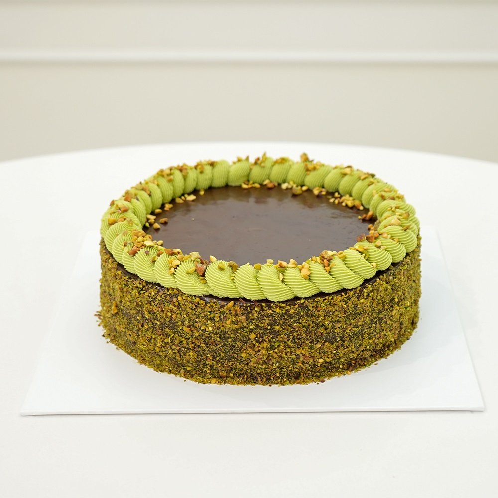 Pastel de chocolate y pistacho