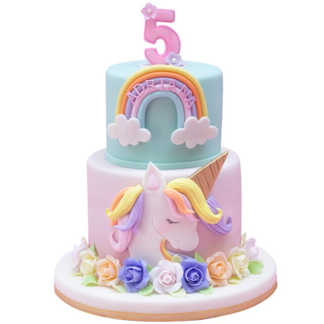 Pastel unicornio de 2 pisos
